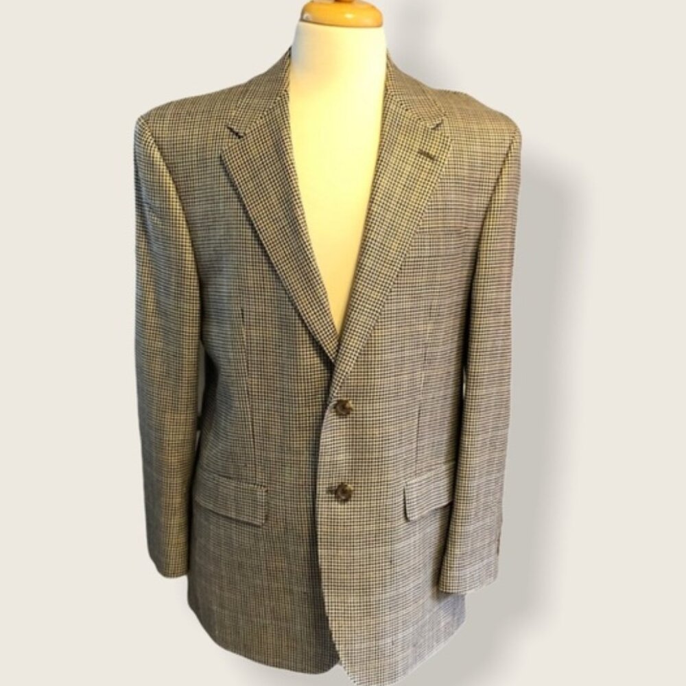 Chaps Brown Plaid Silk Blazer 40R